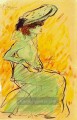 Frau en robe verte assise 1901 kubist Pablo Picasso